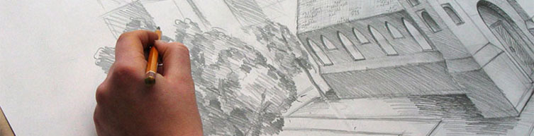 hand sketching building